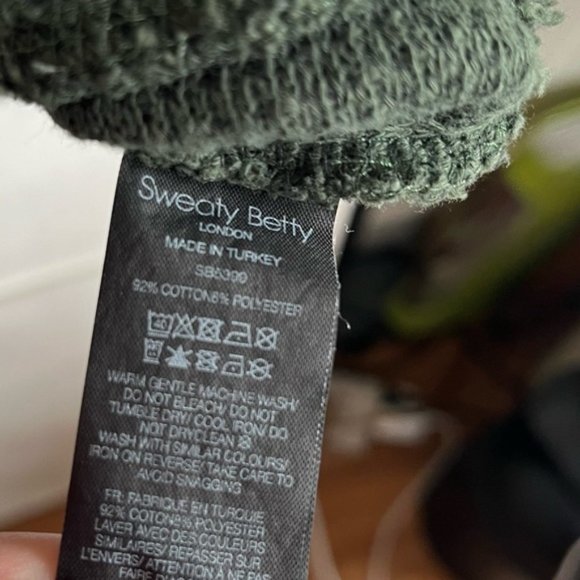 Sweaty Betty Heath Green Restful Boucle Kangaroo-Pocket Cowl Neck Sweatshirt - Picture 10 of 12